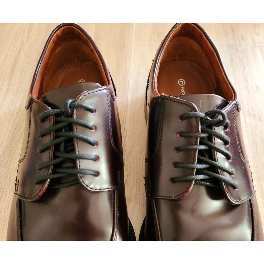 Rockport Men's Sz 9.5 Oxford Dress Shoes Dark Brown Adiprene Adidas K62536 EUC